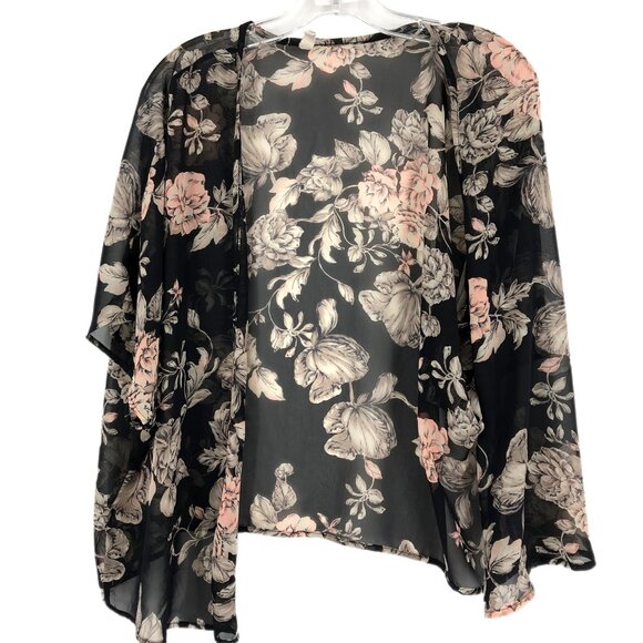 Mind Code Black Floral Cardigan | Elbow Length Sleeves - Picture 1 of 5